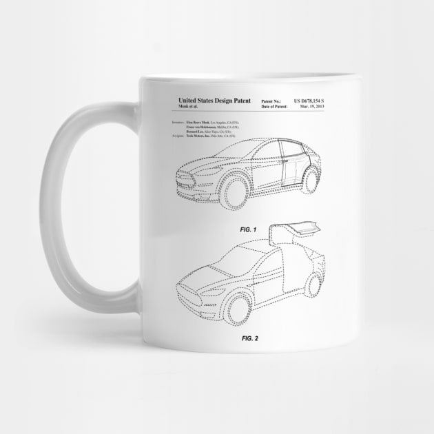 Tesla Model X Electric Car Vintage Patent Drawing by TheYoungDesigns